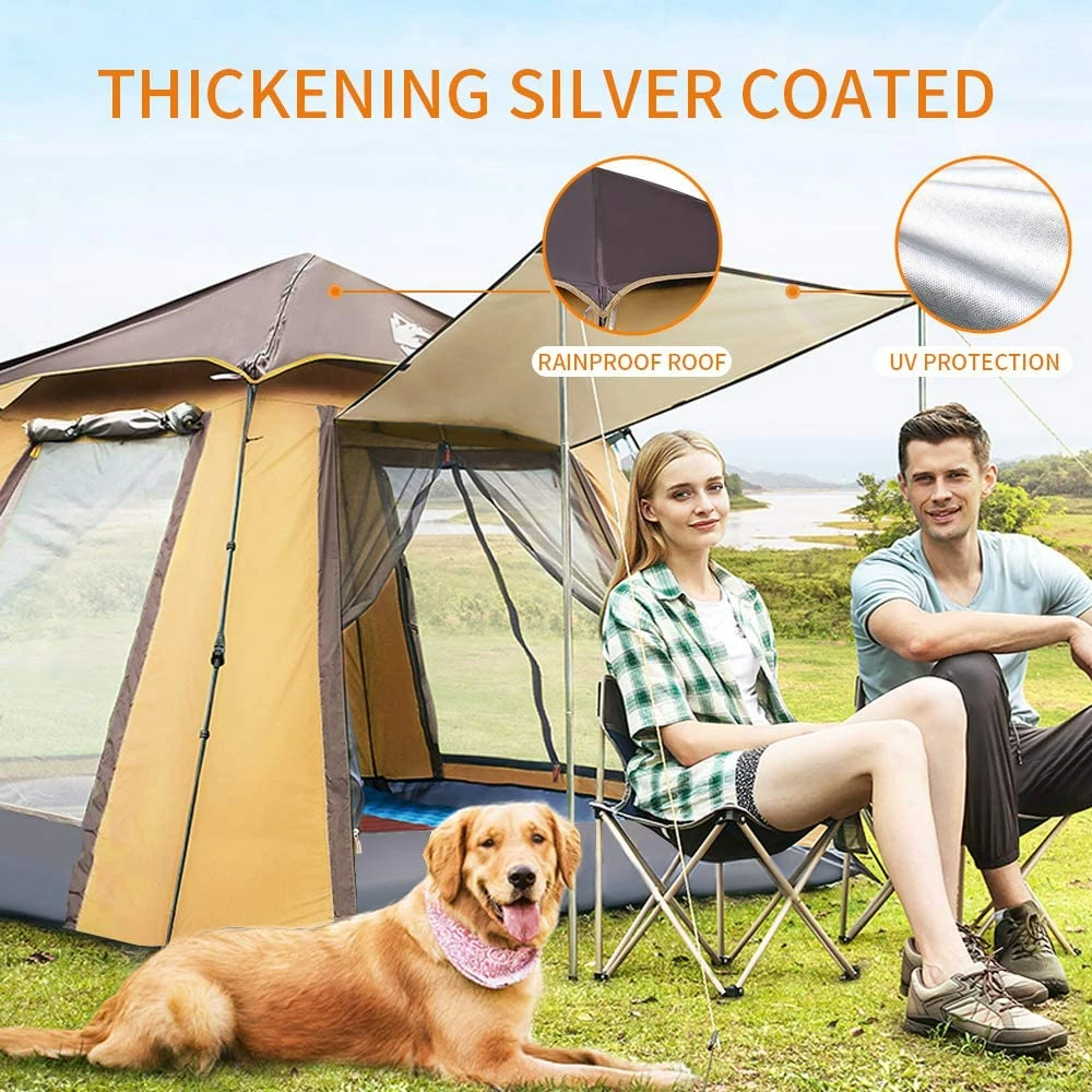 Hewolf Auto 3-4 Person Tent - Camel - Image 7