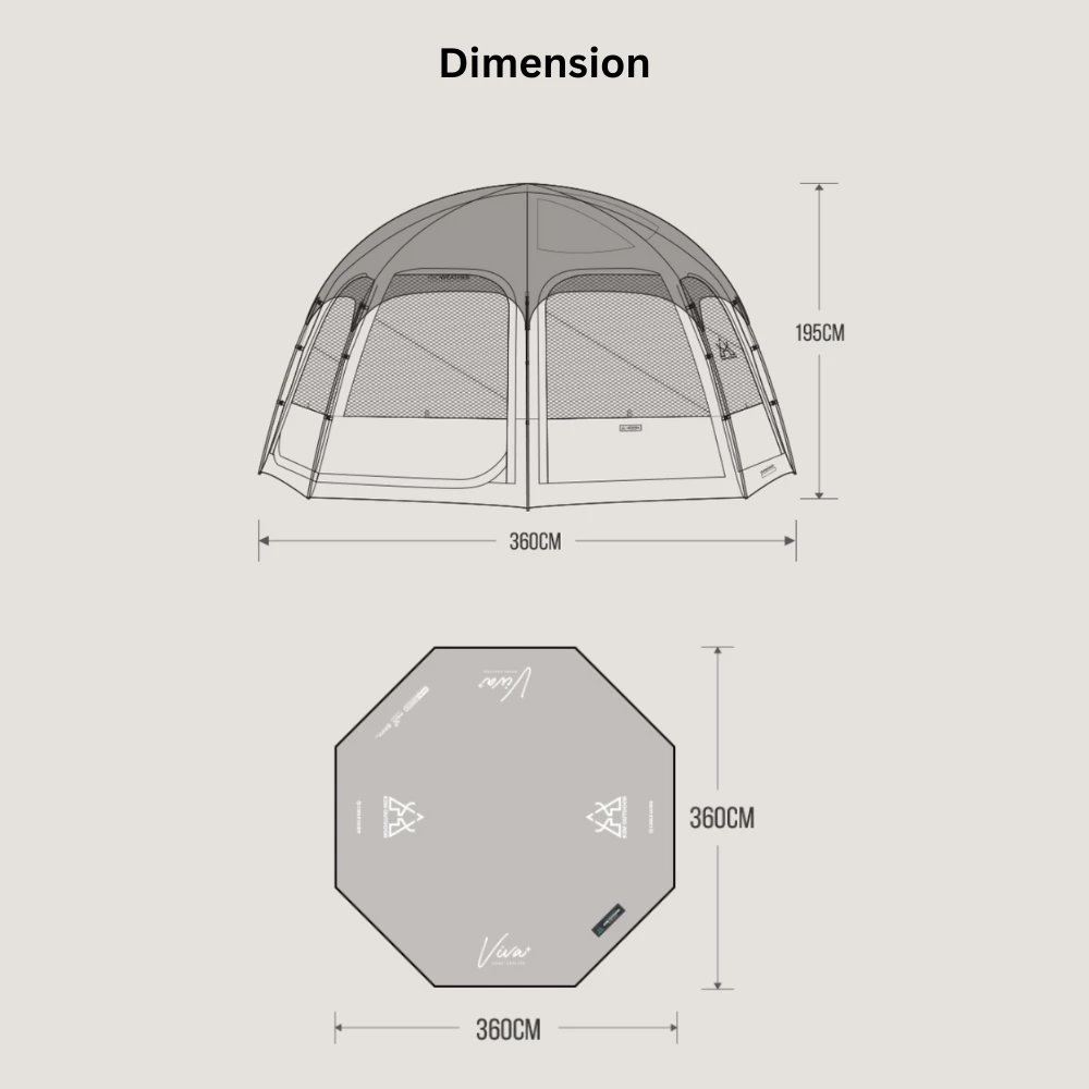 KZM Viva Dome Shelter Plus - Sand - Image 9