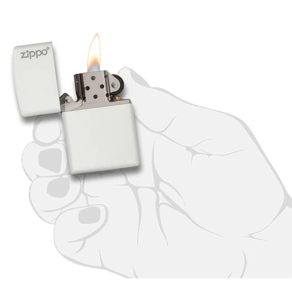 Zippo 214ZL White Matte With Zippo Logo - Refillable Windproof Lighter - Image 4