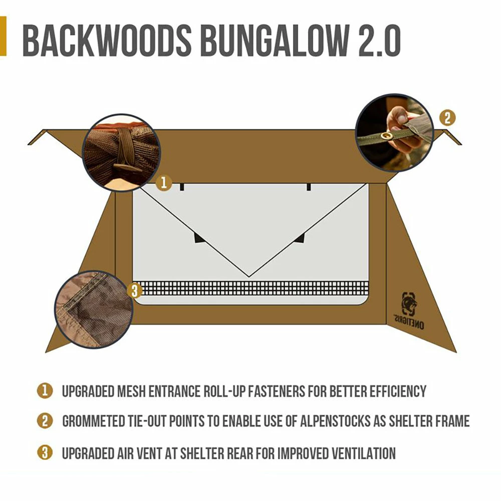 OneTigris Backwoods Bungalow Ultralight Bushcraft Shelter - OD Green - Image 2