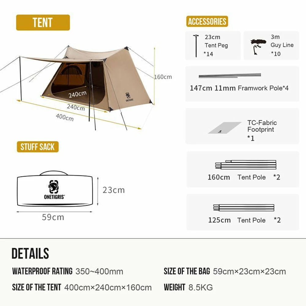 OneTigris Solo Homestead Camping Tent (TC Version) - Image 3