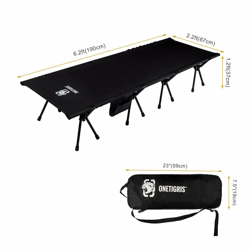 OneTigris Outdoor Foldable Camp Bed - Black - Image 2