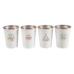 Camp Leader 4 Pcs Stainless Steel Cup - White