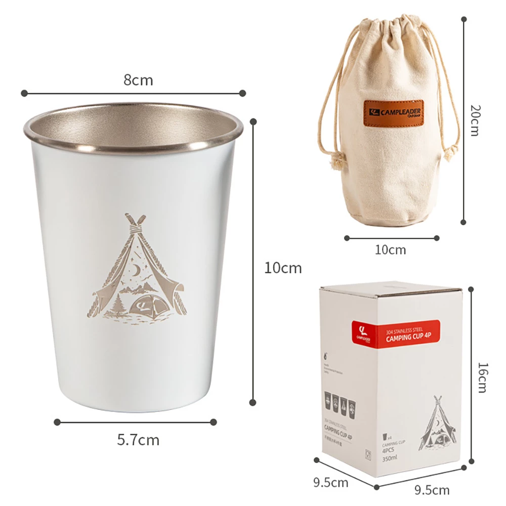 Camp Leader 4 Pcs Stainless Steel Cup - White - Image 6