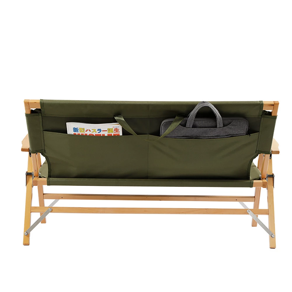 Camp Leader Camping Wooden Long Chair - Green - Image 2