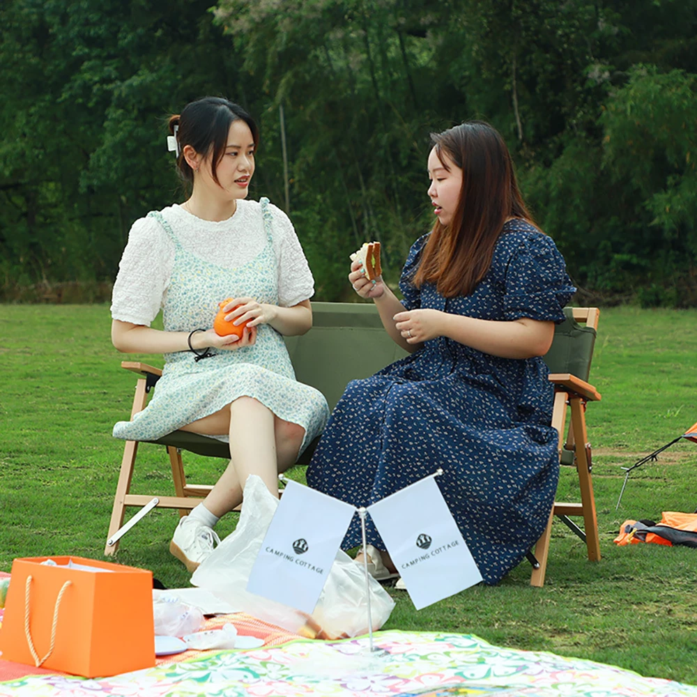 Camp Leader Camping Wooden Long Chair - Green - Image 6