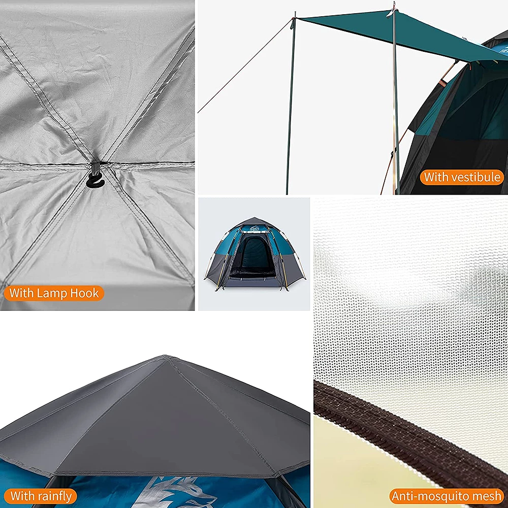 Hewolf 3-5 Person Automatic System Large Outdoor Camping Tent - Image 8