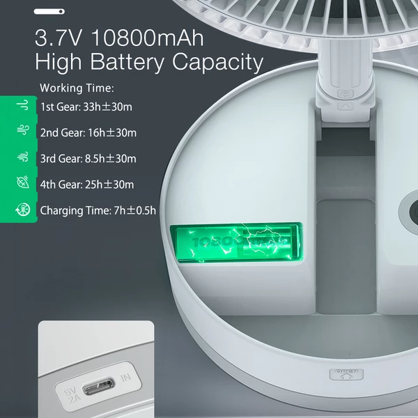 P10 Folding Retractable Camping Fan - Black - Image 10