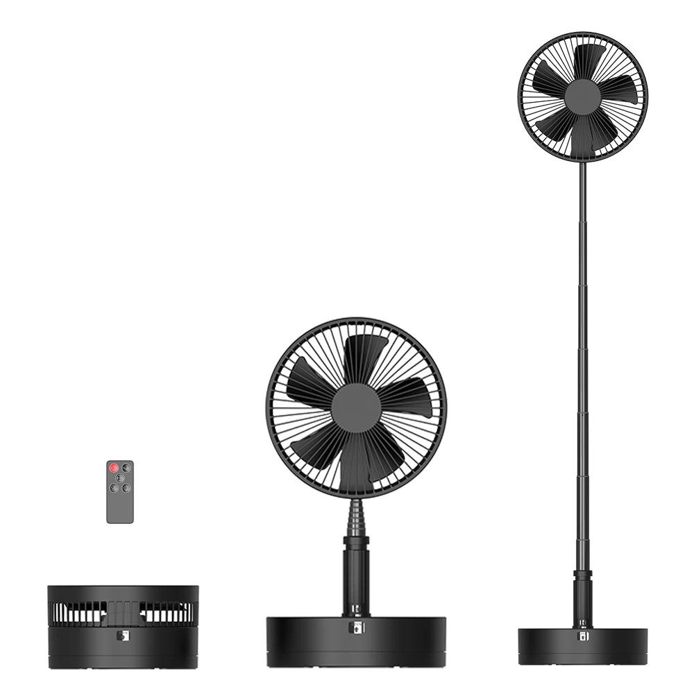P10 Folding Retractable Camping Fan - Black - Image 4