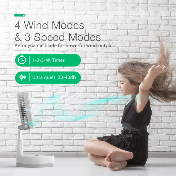 P10 Folding Retractable Camping Fan - Black - Image 8