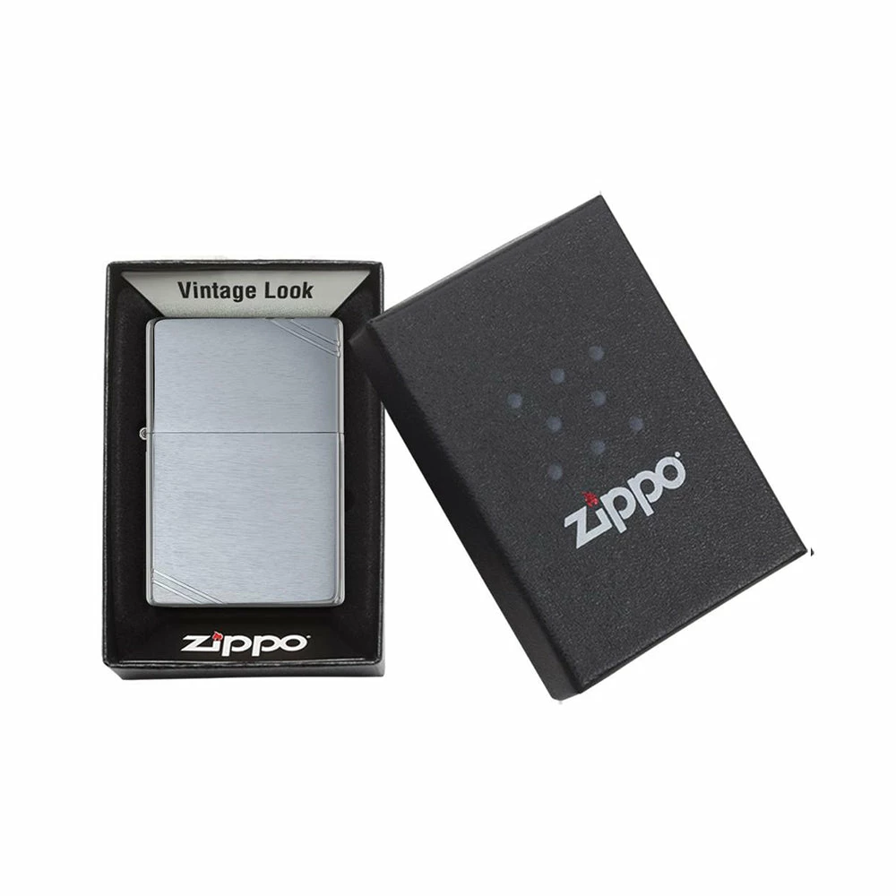 Zippo 230 Brushed Chrome Vintage With Slashes - Refillable Windproof Lighter - Image 4