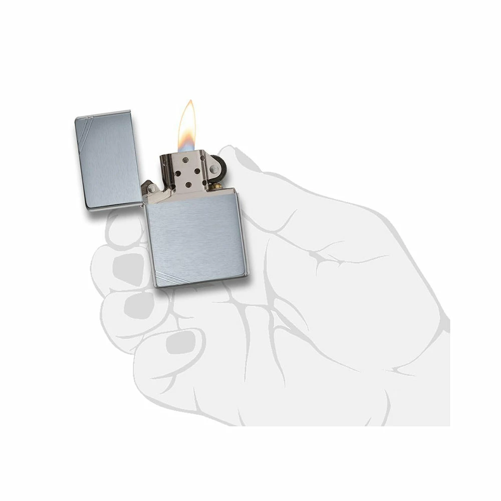 Zippo 230 Brushed Chrome Vintage With Slashes - Refillable Windproof Lighter - Image 5